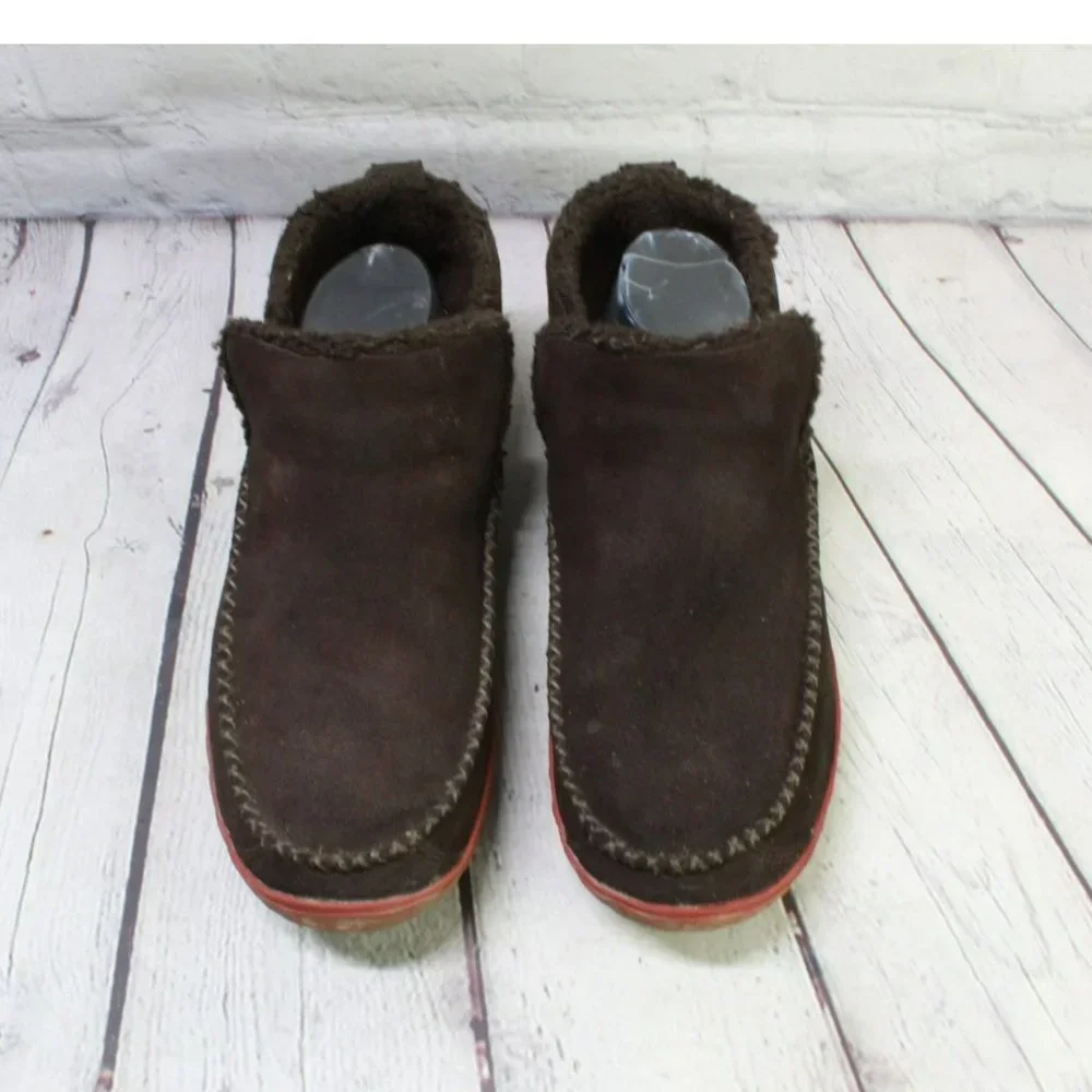 LL Bean Brown Suede Fleece Lined Mountain Moccasin Slippers Boot Size 10 M - Picture 5 of 9